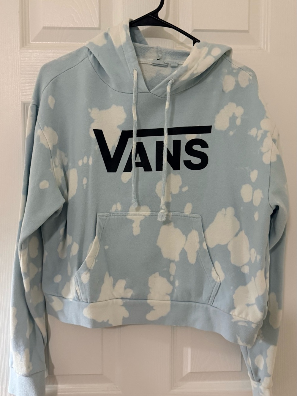 Vans Women's Light Blue and White Tie-Dye Crewneck Hoodie